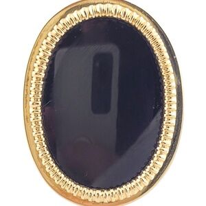 14K Yellow Gold Oval Onyx Ring Size 7.75 #16162